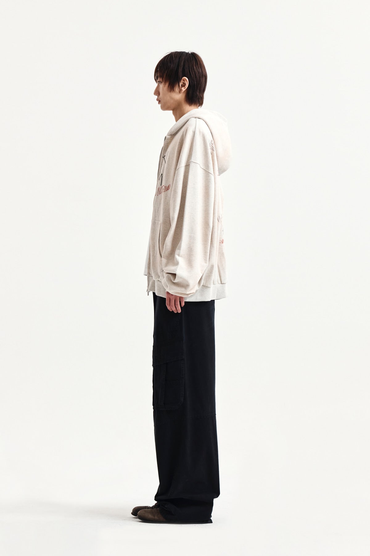 Matin Kim - Vintage Washed Graffiti Hoody Zip Up (Beige) product image 11 | TRAB K-Fashion Australia