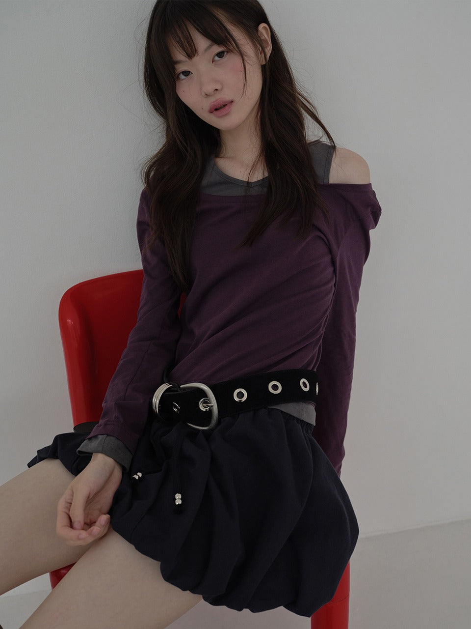 Margarin Fingers - Layered Cutout T-Shirt (Purple) product image 1 | TRAB K-Fashion Australia