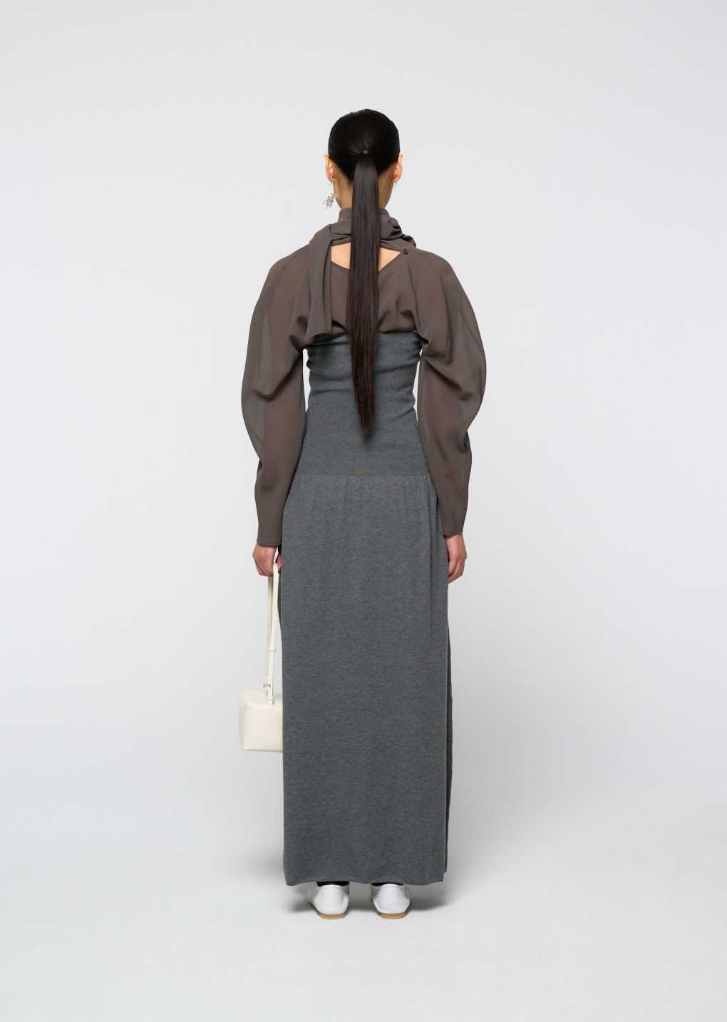 Amomento - Sheer cotton scarf top (Grey) product image 4 | TRAB K-Fashion Australia
