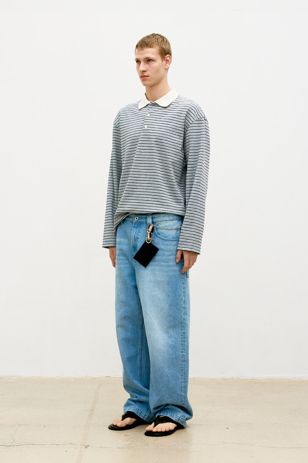 Coor - Multi-Stripe Pique Polo Shirt (Melange Gray) product image 3 | TRAB K-Fashion Australia