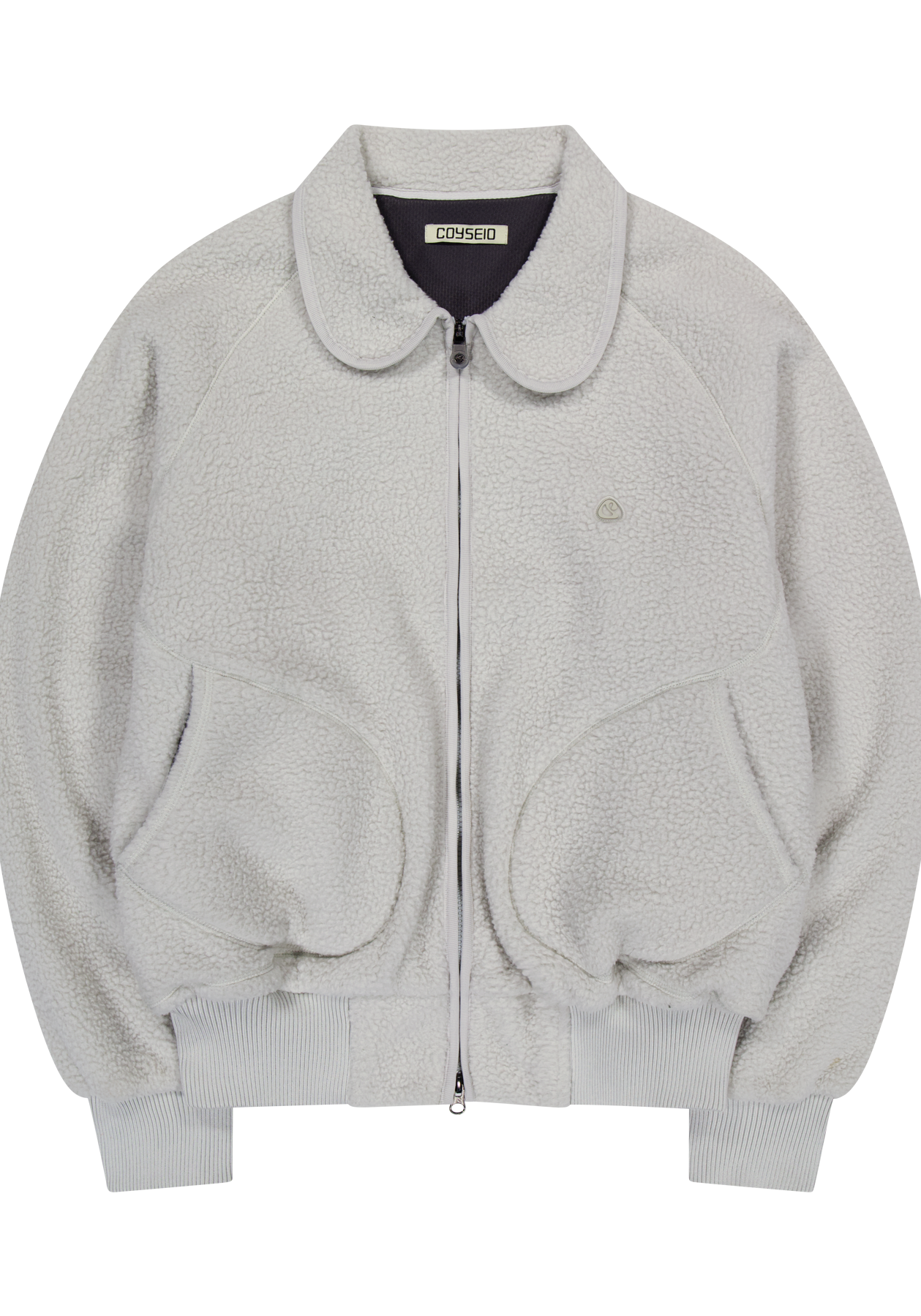 Coyseio - Round Collar Fleece Jacket (Light Grey) product image 2 | TRAB K-Fashion Australia