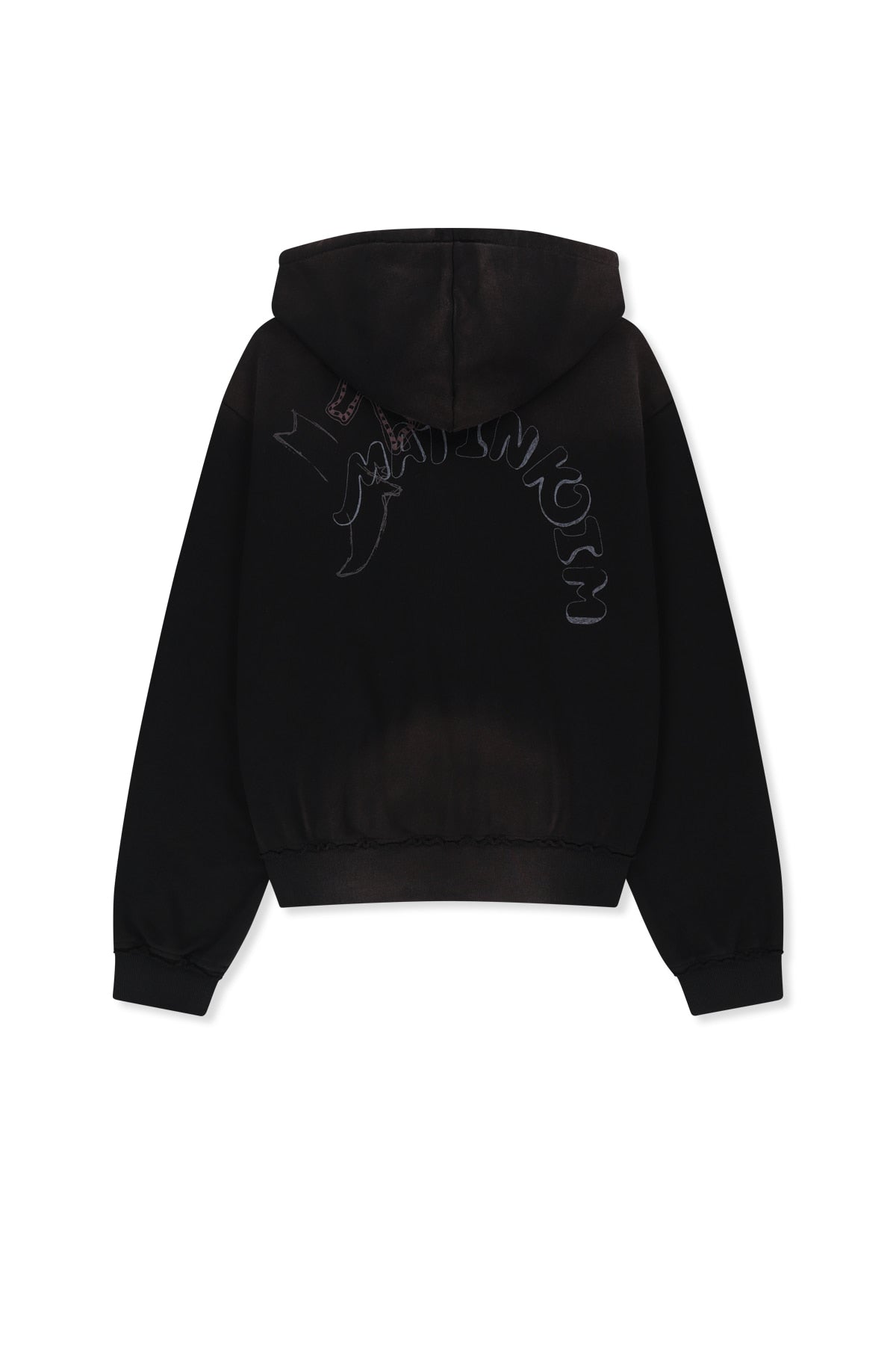 Matin Kim - Vintage Washed Color Contrast Hoody Zip Up (Black) product image 2 | TRAB K-Fashion Australia
