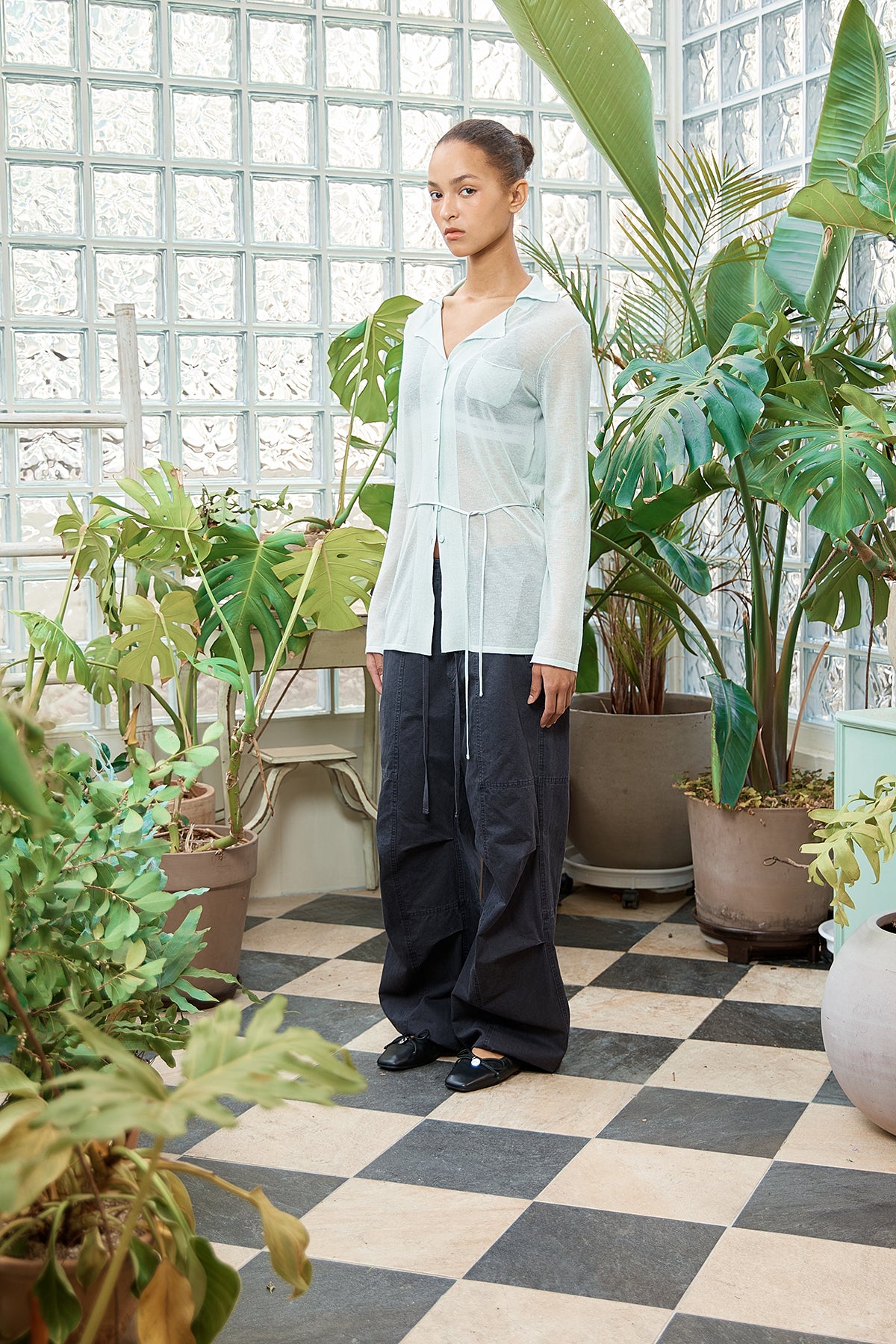 Matin Kim - String Point Plain Long Cardigan (Mint) product image 7 | TRAB K-Fashion Australia