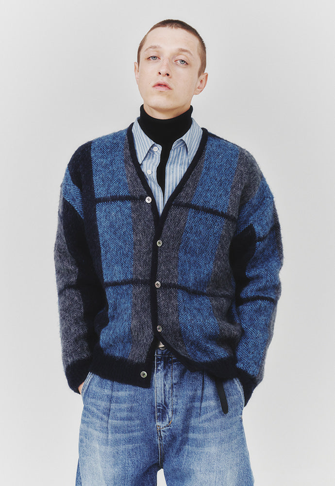 Art if acts - Mohair Ombre Check Cardigan (Dark Navy) product image 5 | TRAB K-Fashion Australia