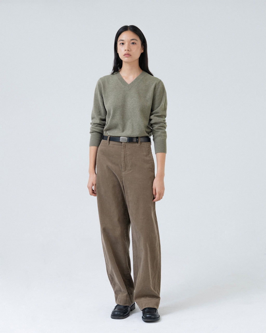 Brownyard - Extra Super Fine V Neck Knit (Olive Grey) product image 1 | TRAB K-Fashion Australia