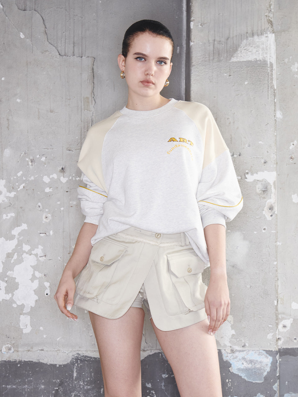 Kijun - Art School Pullover (Melange Oatmeal Cream) product image 2 | TRAB K-Fashion Australia