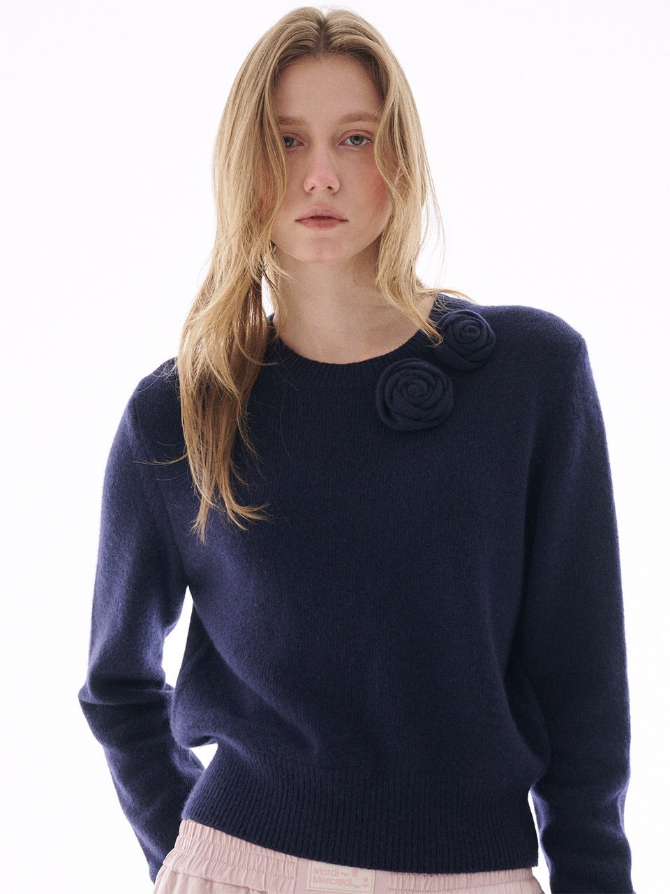 Mardi Mercredi - Cashmere Crew Neck Rose (Navy) product image 1 | TRAB K-Fashion Australia