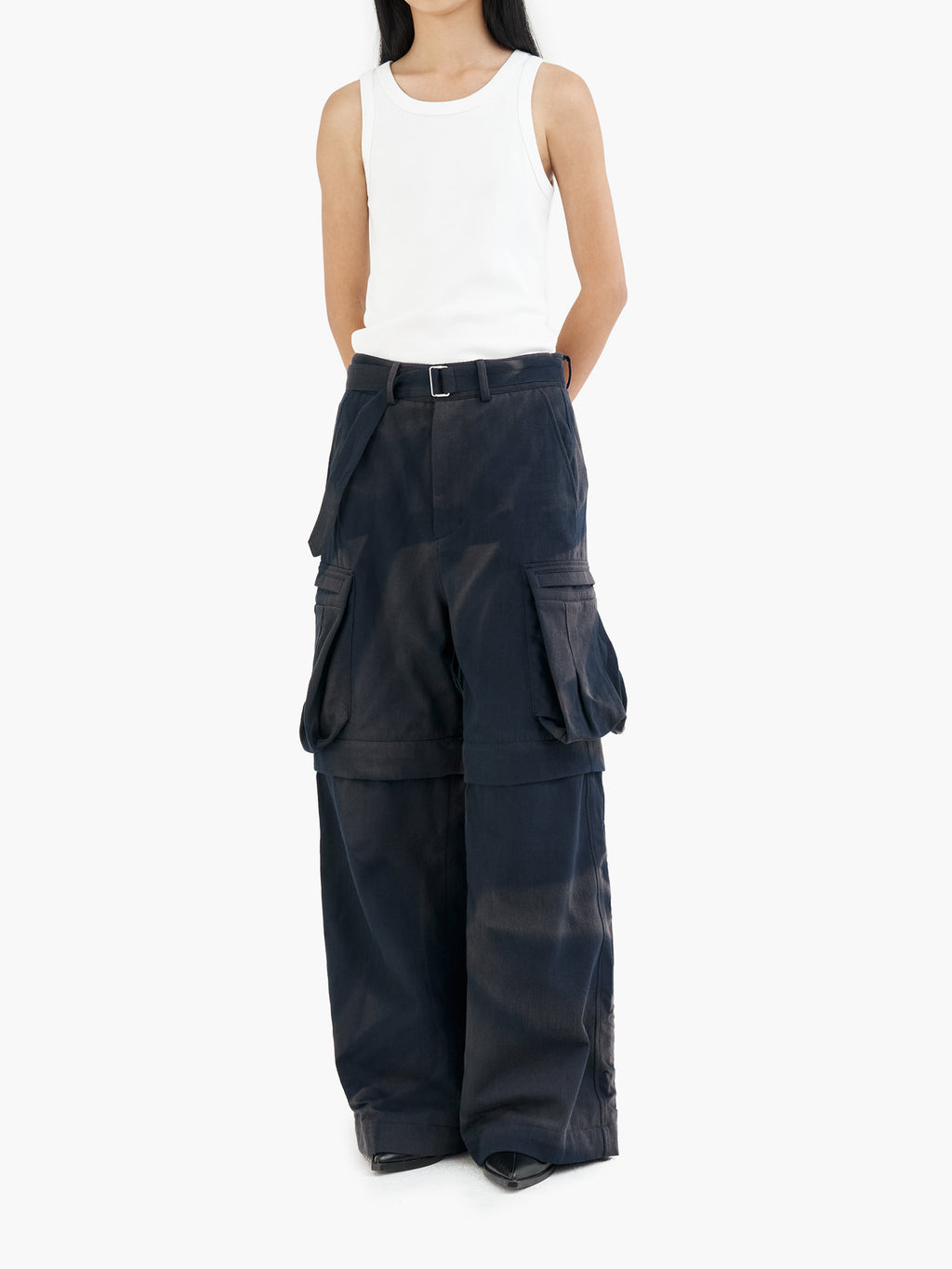 Jiyong Kim - Sun-Bleached Detachable Wide Trousers (Navy) product image 3 | TRAB K-Fashion Australia