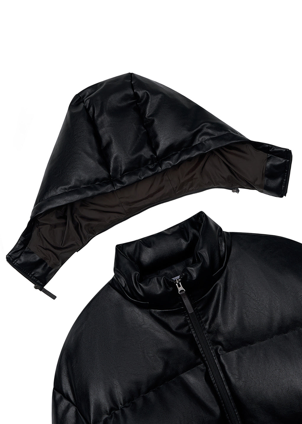 Amomento - [Pre-Order] synthetic leather mid puffer (Black) product image 14 | TRAB K-Fashion Australia