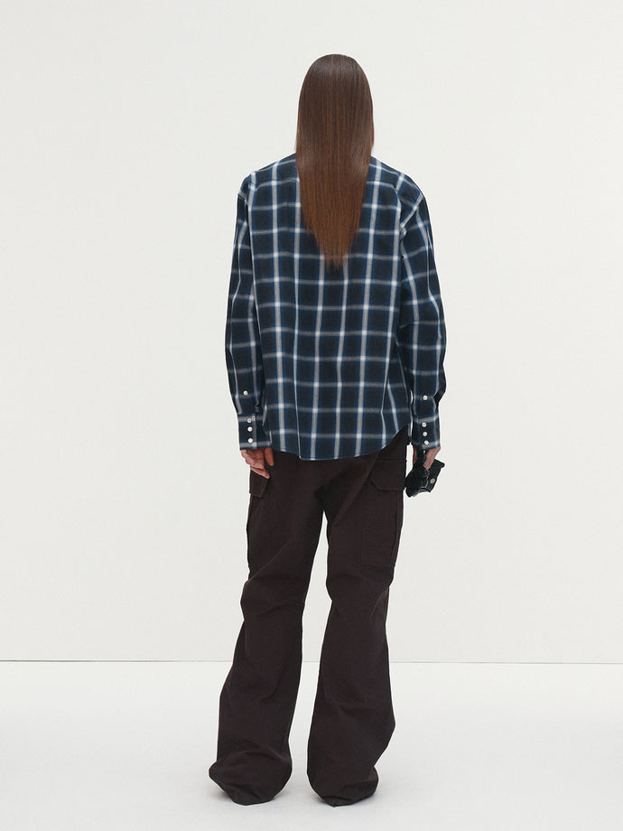 Tonywack - Checked Cotton Western Shirt (Japanese Fabric) (Navy/White) product image 5 | TRAB K-Fashion Australia