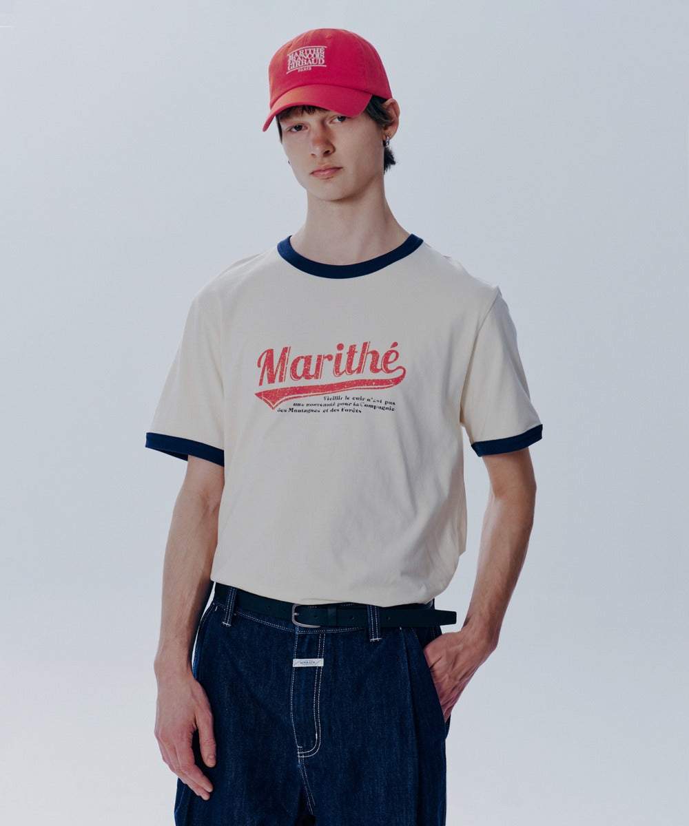 Marithe & Francois Girbaud - Vintage Baseball Ringer Tee (Ivory) product image 1 | TRAB K-Fashion Australia