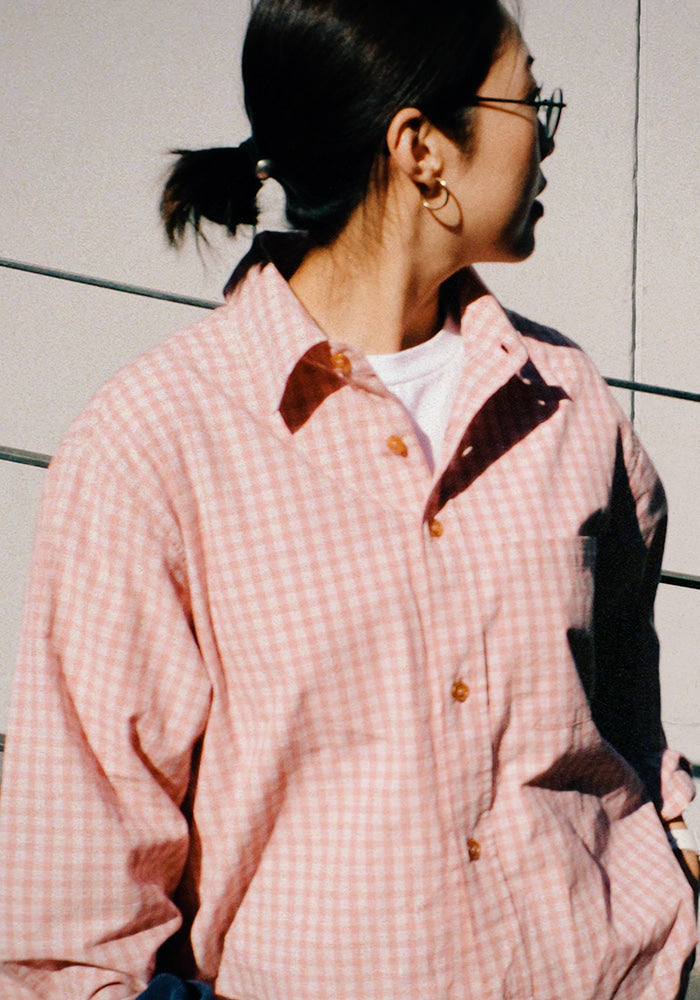 Collect Pieces - Peace Bird Shirts (Checked Pink) product image 7 | TRAB K-Fashion Australia