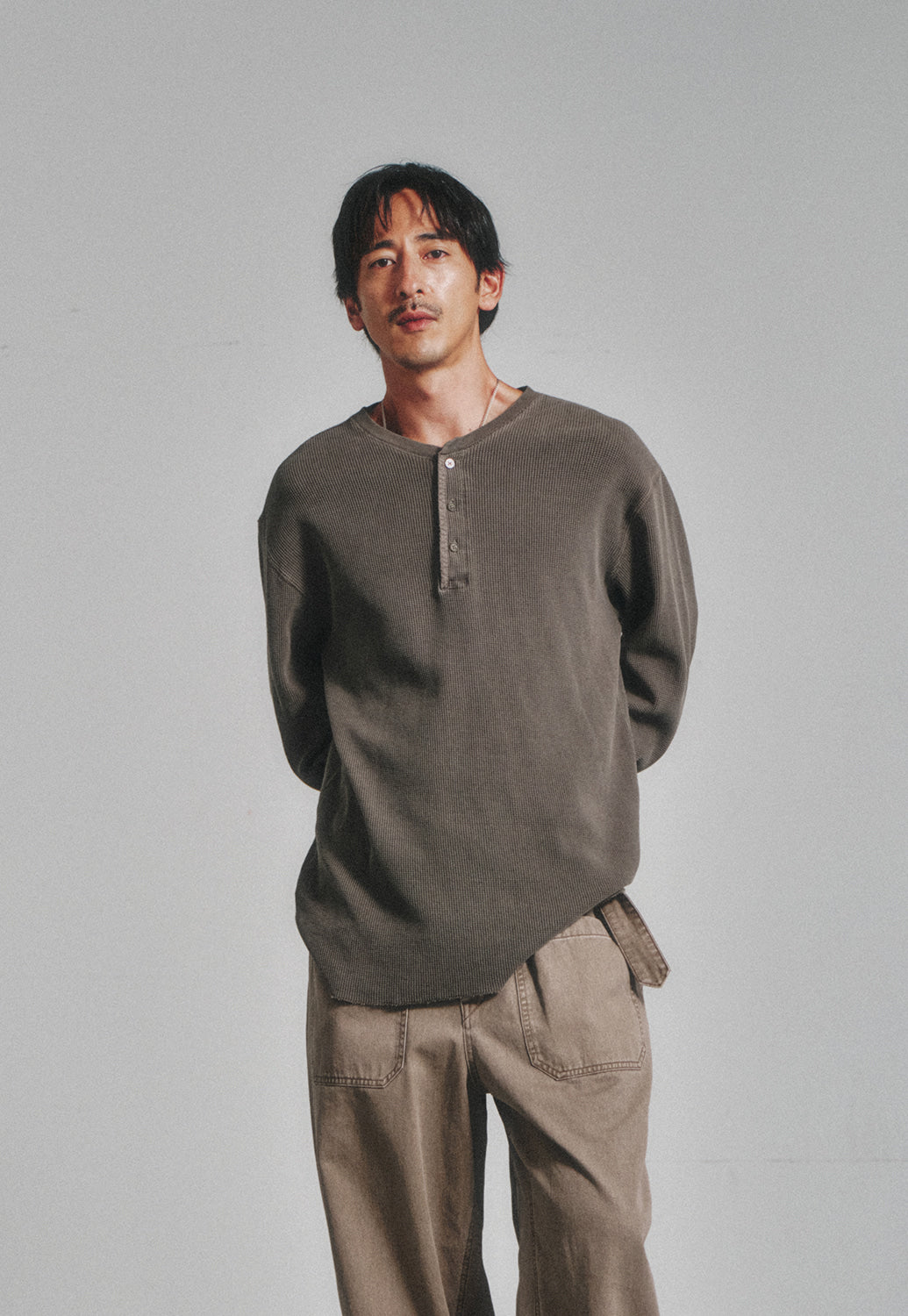 Art if acts - Garment Dyed Waffle Henley (Mud Brown) product image 4 | TRAB K-Fashion Australia