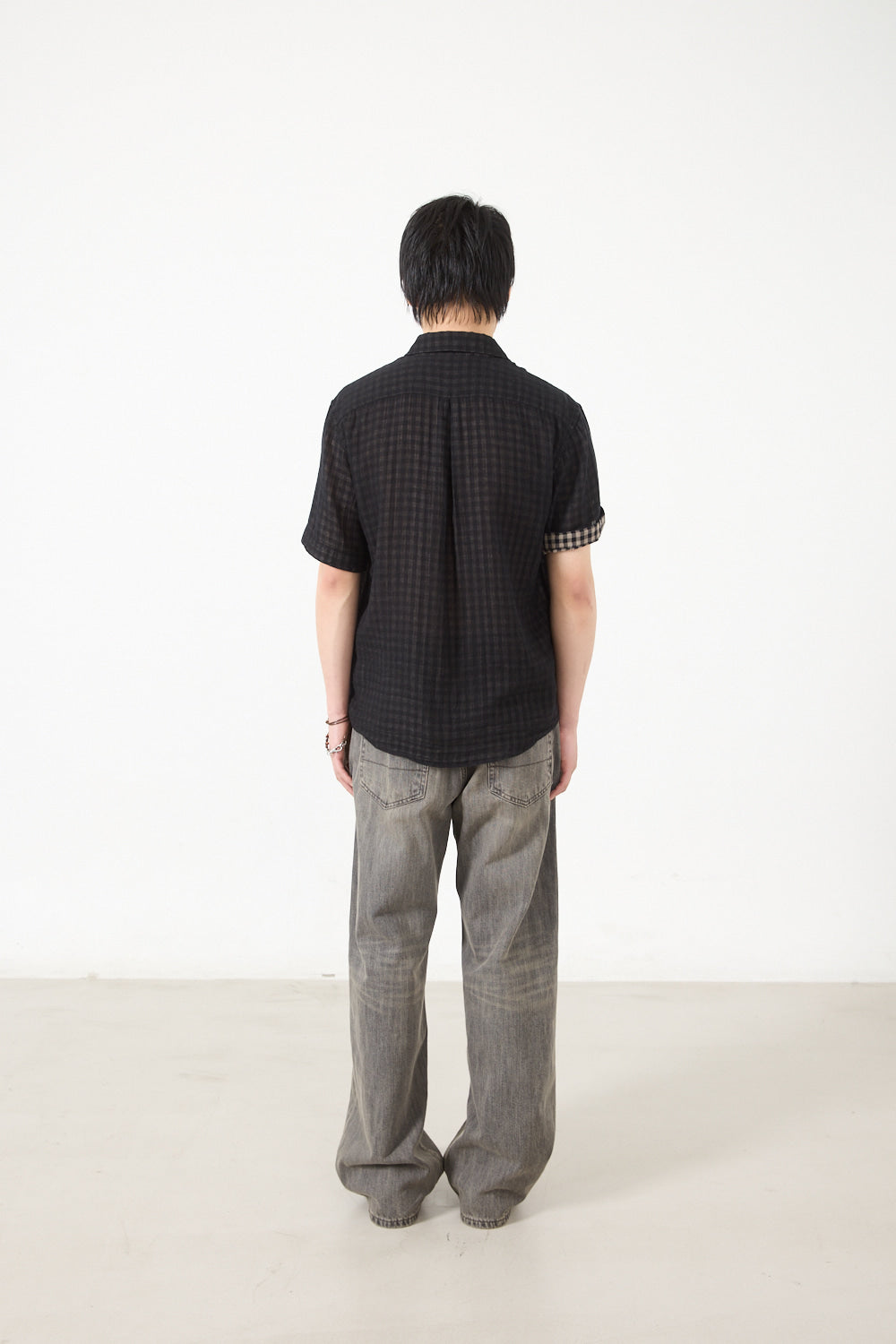Hatchingroom - Shadow Check Shirt Gingham Check (Grey Beige) product image 9 | TRAB K-Fashion Australia