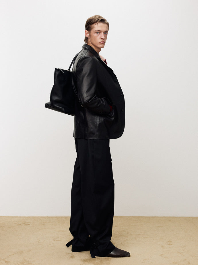 Tonywack - Wool Twill Curved-Leg Strap Trousers (Black) product image 7 | TRAB K-Fashion Australia