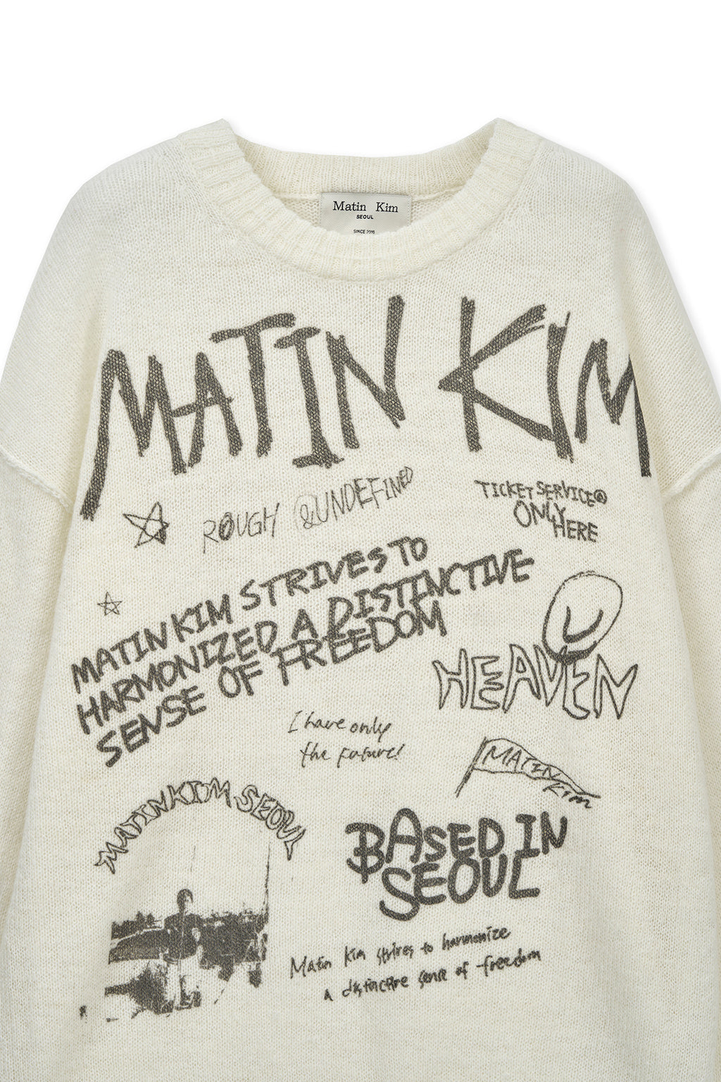 Matin Kim - Graffiti Artwork Knit Pullover (Ivory) product image 3 | TRAB K-Fashion Australia