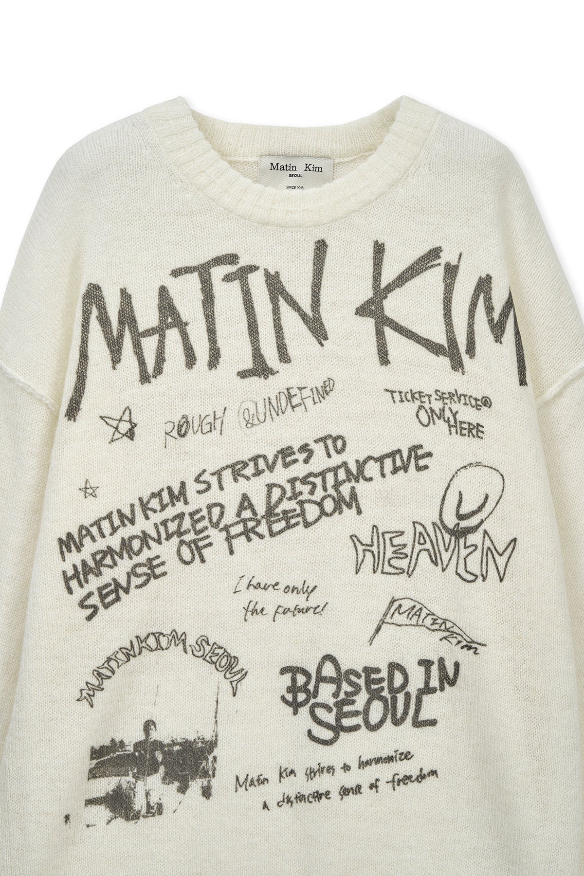 Matin Kim - Graffiti Artwork Knit Pullover (Ivory) product image 3 | TRAB K-Fashion Australia