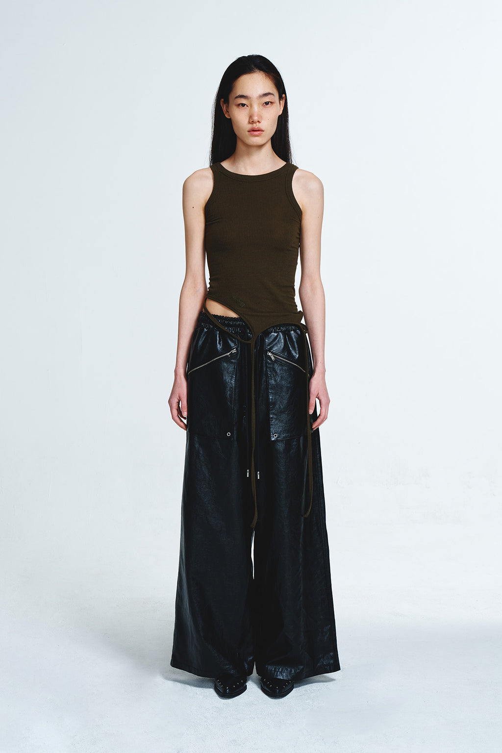 Deinet - Pocket Point Faux Leather Pants (Black) product image 1 | TRAB K-Fashion Australia