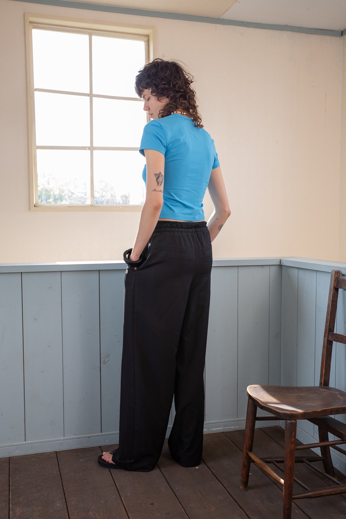 Matin Kim - Slit Button Point Crop Top (Blue) product image 8 | TRAB K-Fashion Australia