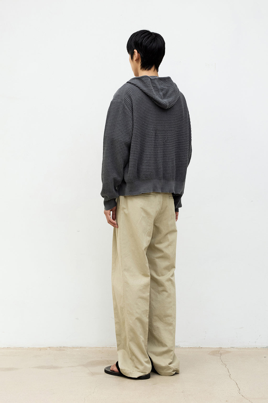 Coor - Waffle Cotton Color Dyed Hoodie Zip-Up (Washed Charcoal) product image 4 | TRAB K-Fashion Australia