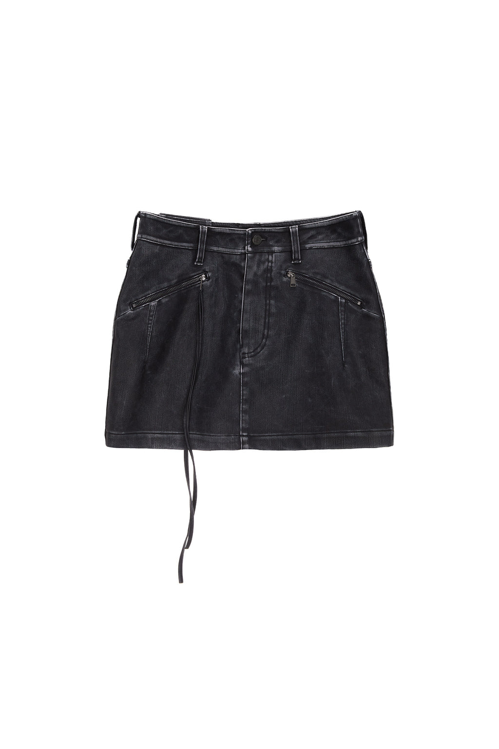 Matin Kim - Zipper Pocket Washed Leather Mini Skirt (Navy) product image 1 | TRAB K-Fashion Australia