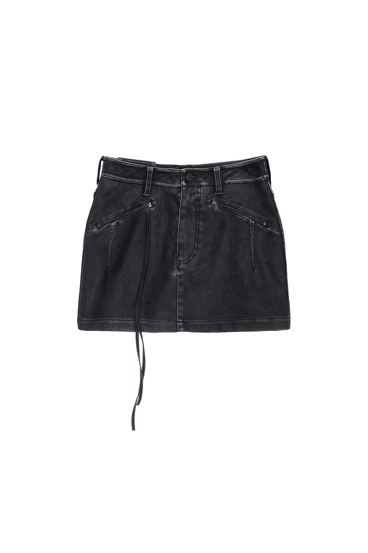 Matin Kim - Zipper Pocket Washed Leather Mini Skirt (Navy) product image 1 | TRAB K-Fashion Australia