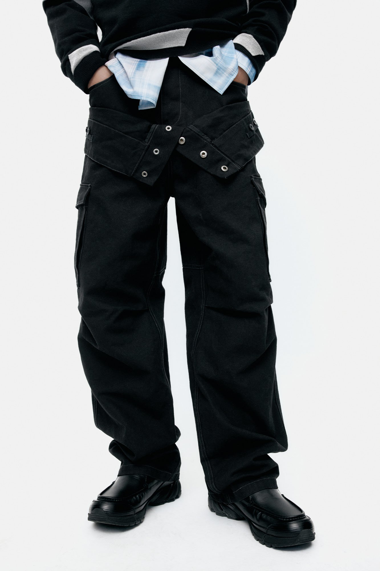 Andersson Bell - Unisex Double Waist Work Wide-Leg Jeans (Black) product image 5 | TRAB K-Fashion Australia