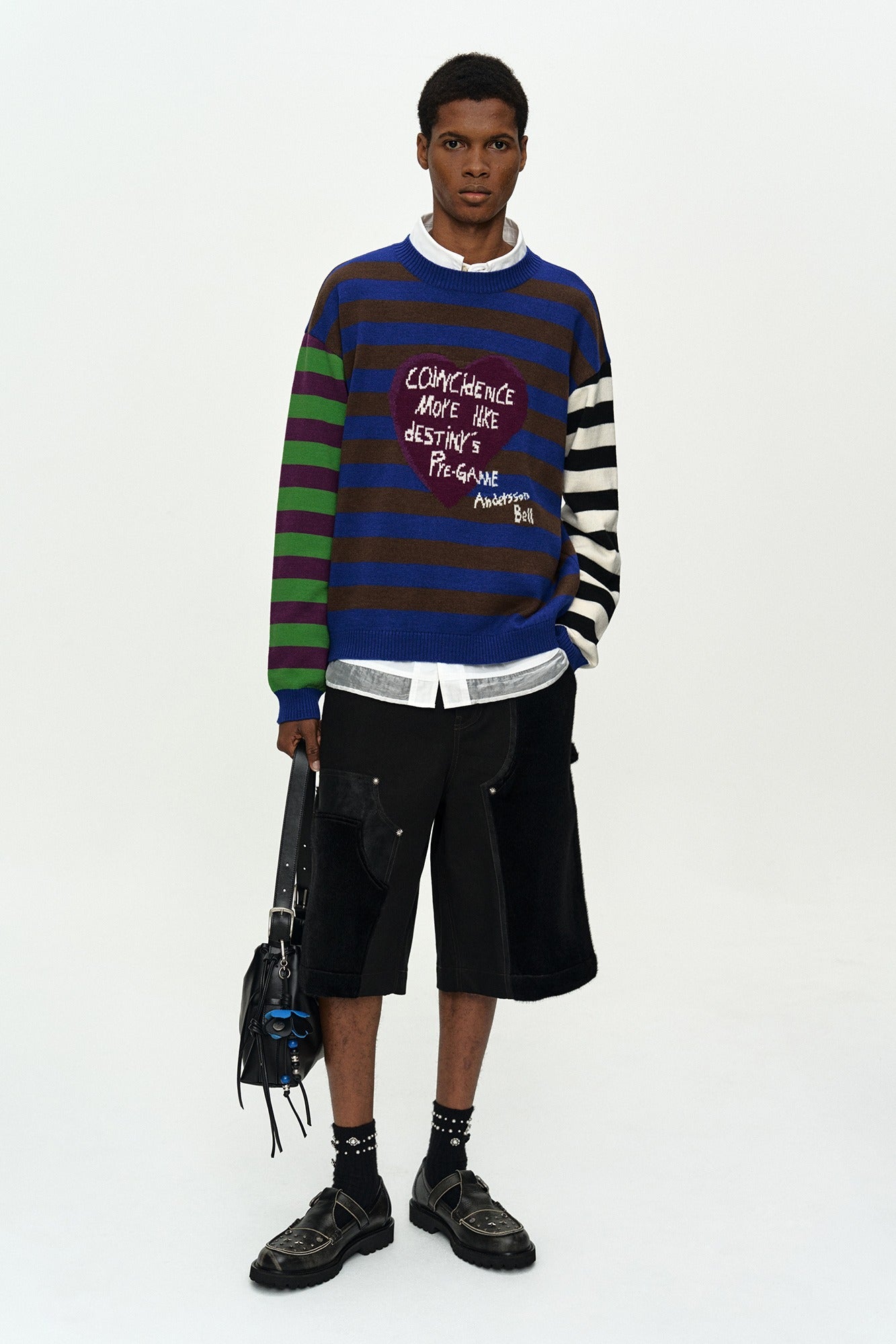 Andersson Bell - Boy's Heart Message Crew-Neck Sweater (Blue/Green) product image 1 | TRAB K-Fashion Australia