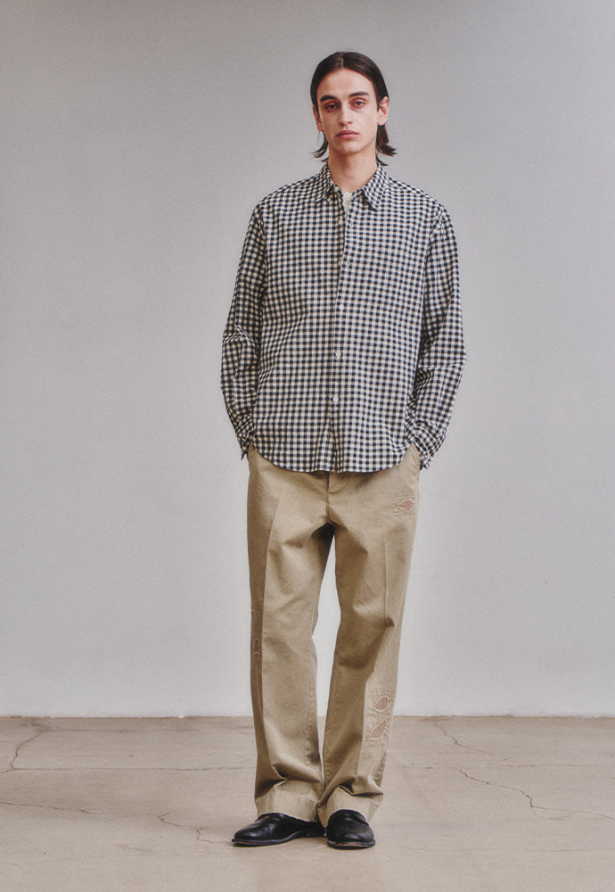 Art if acts - Gingham Check Oxford Shirt (Cream/Black) product image 2 | TRAB K-Fashion Australia