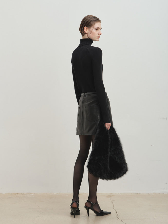 Tonywack - Lamb Leather Mini Skirt (Black) product image 4 | TRAB K-Fashion Australia