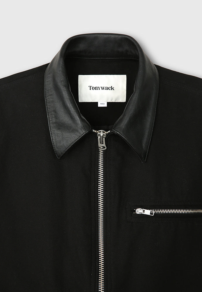 Tonywack - Leather Collar Canvas Work Jacket (Black) product image 9 | TRAB K-Fashion Australia