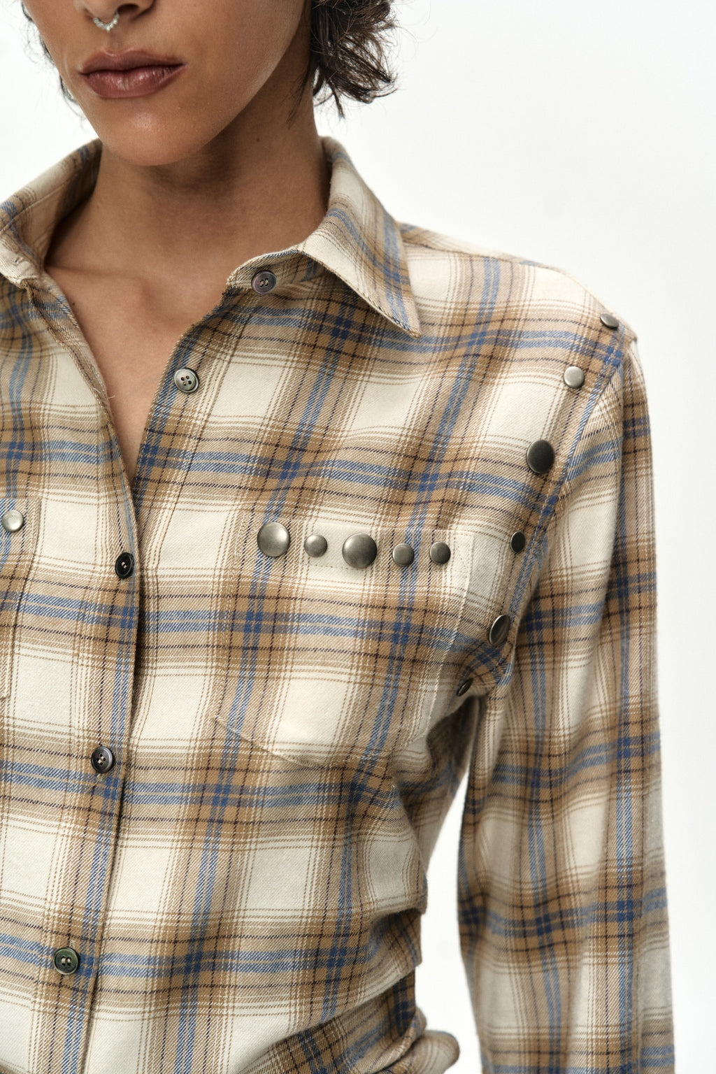 Andersson Bell - Check Studded Contour Shirt (beige) (Beige) product image 6 | TRAB K-Fashion Australia