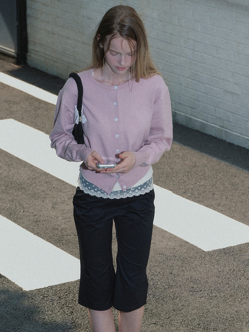 Margarin Fingers - Basic Logo Cardigan (Pink) product image 1 | TRAB K-Fashion Australia