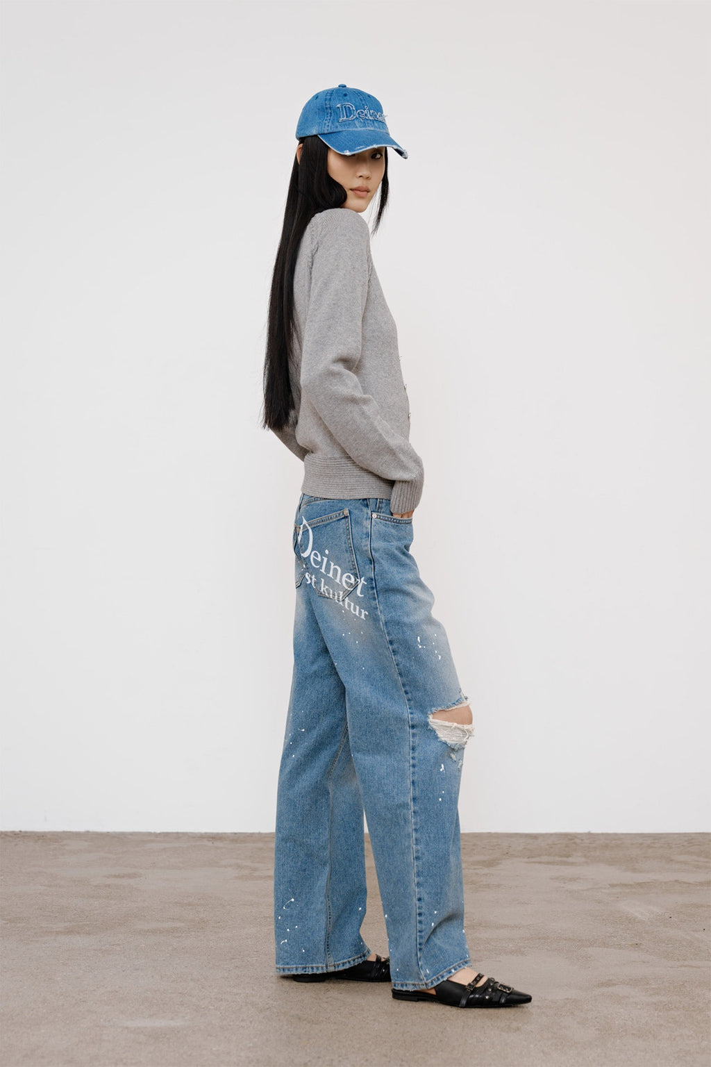 Deinet - Painted Logo Point Jeans (Blue) product image 7 | TRAB K-Fashion Australia
