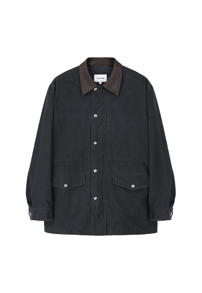 Art if acts - Leather Collar Garment Field Jacket (Faded Navy) product image 8 | TRAB K-Fashion Australia