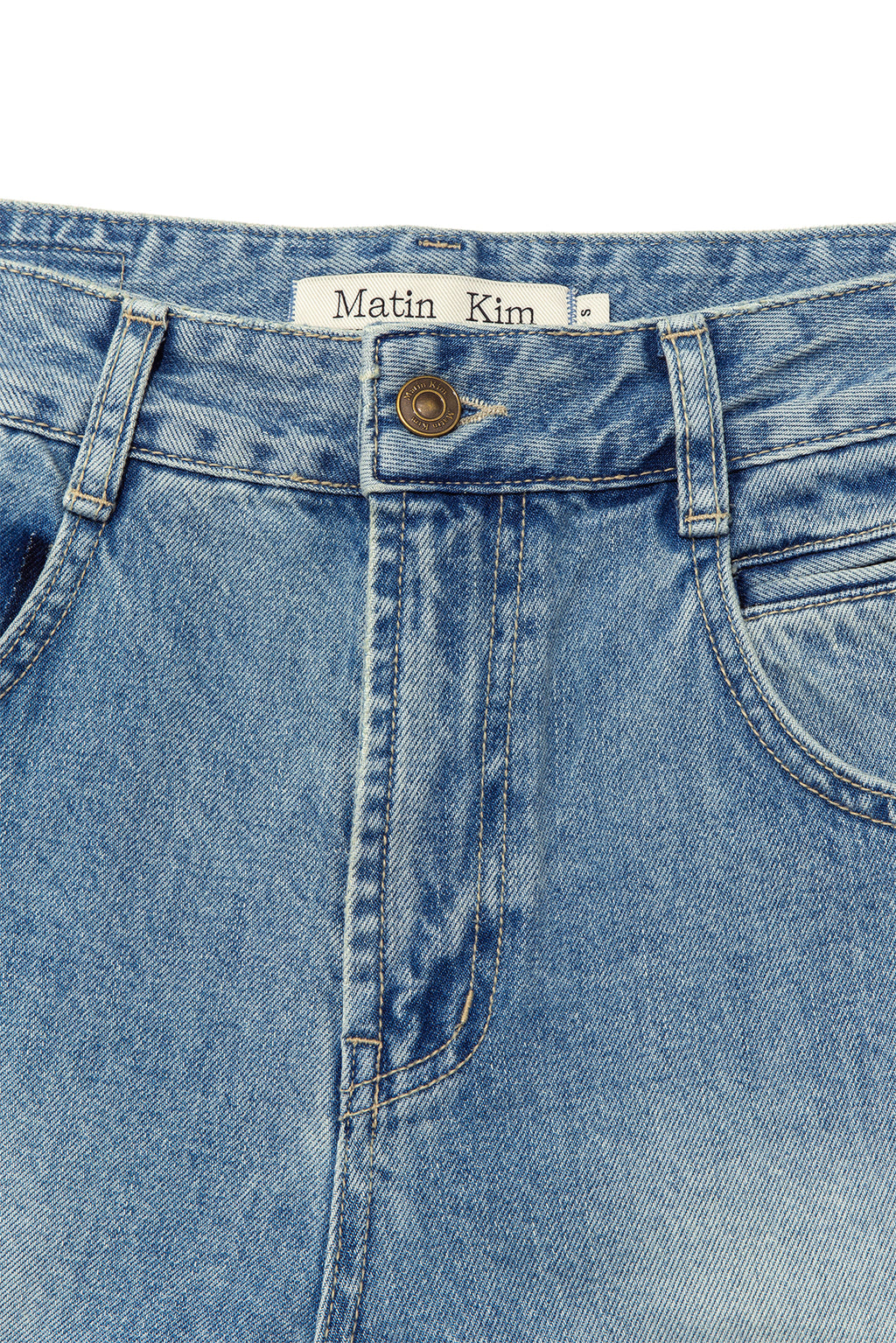 Matin Kim - Pocket Washed Point Denim Pants (Light Blue) product image 3 | TRAB K-Fashion Australia