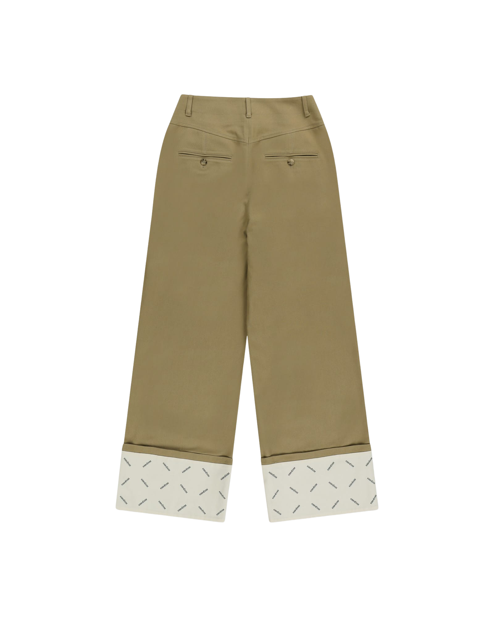 Kimhe Kim - Bicolor Logo Printed Rolled Up Pants (Beige) product image 8 | TRAB K-Fashion Australia