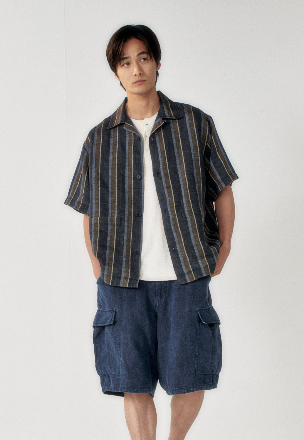 Art if acts - Linen Two Pocket Half Shirt (Navy) product image 5 | TRAB K-Fashion Australia