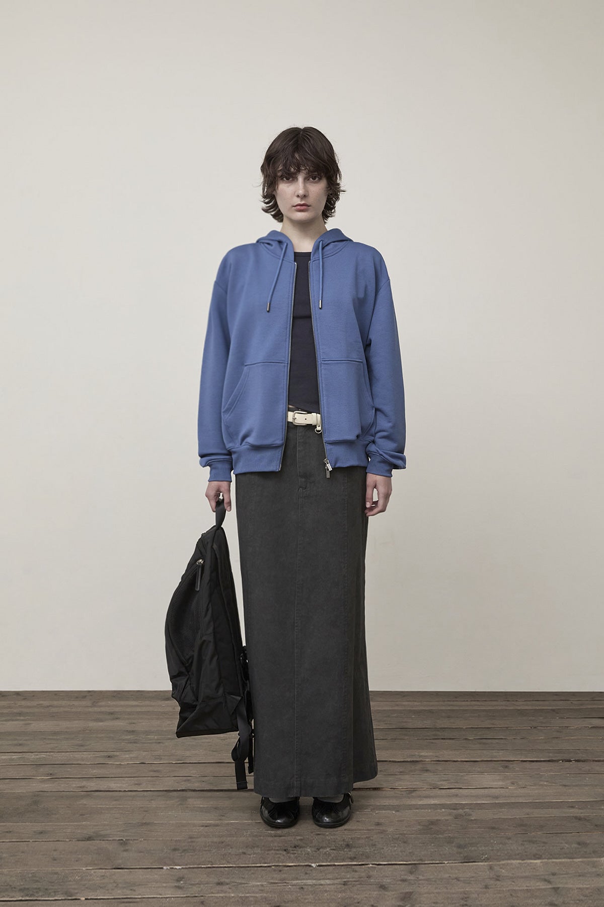 Matin Kim - Back Logo Glitter Hoody Zip Up (Blue) product image 10 | TRAB K-Fashion Australia