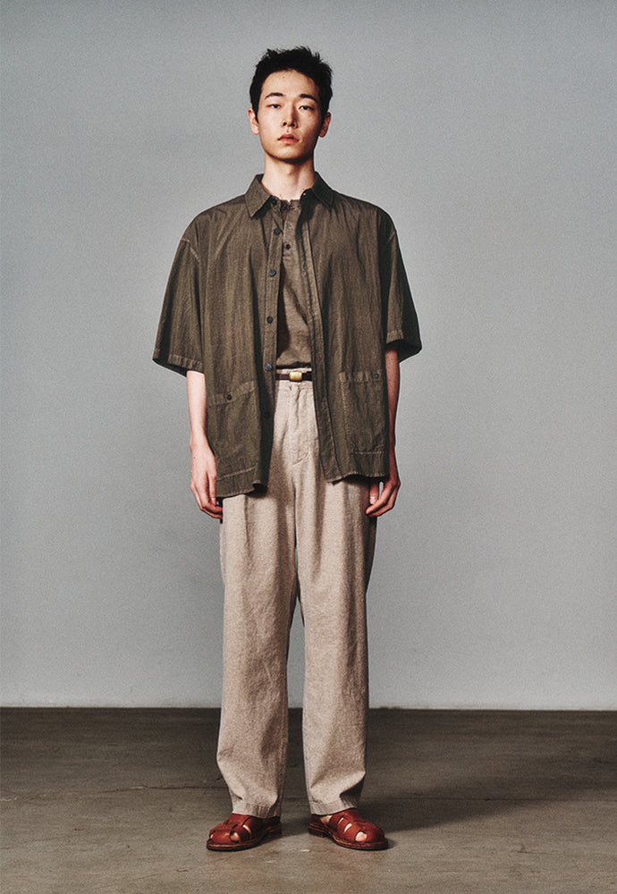 Art if acts - Garment Dyed Two Pocket Half Shirt (Moss Brown) product image 2 | TRAB K-Fashion Australia