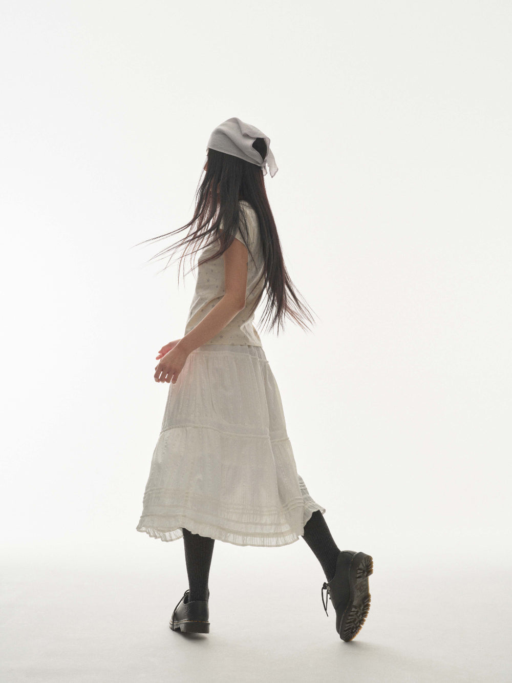 Coyseio - Shirring Midi Skirt (White) product image 6 | TRAB K-Fashion Australia