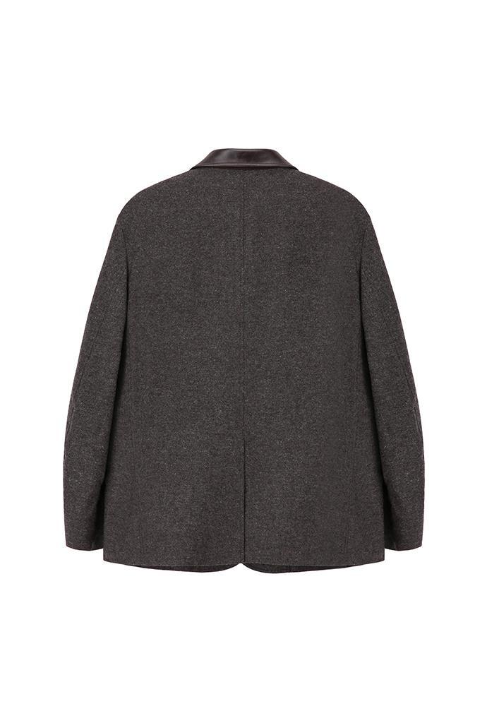 Art if acts - Leather Collar Wool Blazer_Japanese Fabric (Brown) product image 9 | TRAB K-Fashion Australia