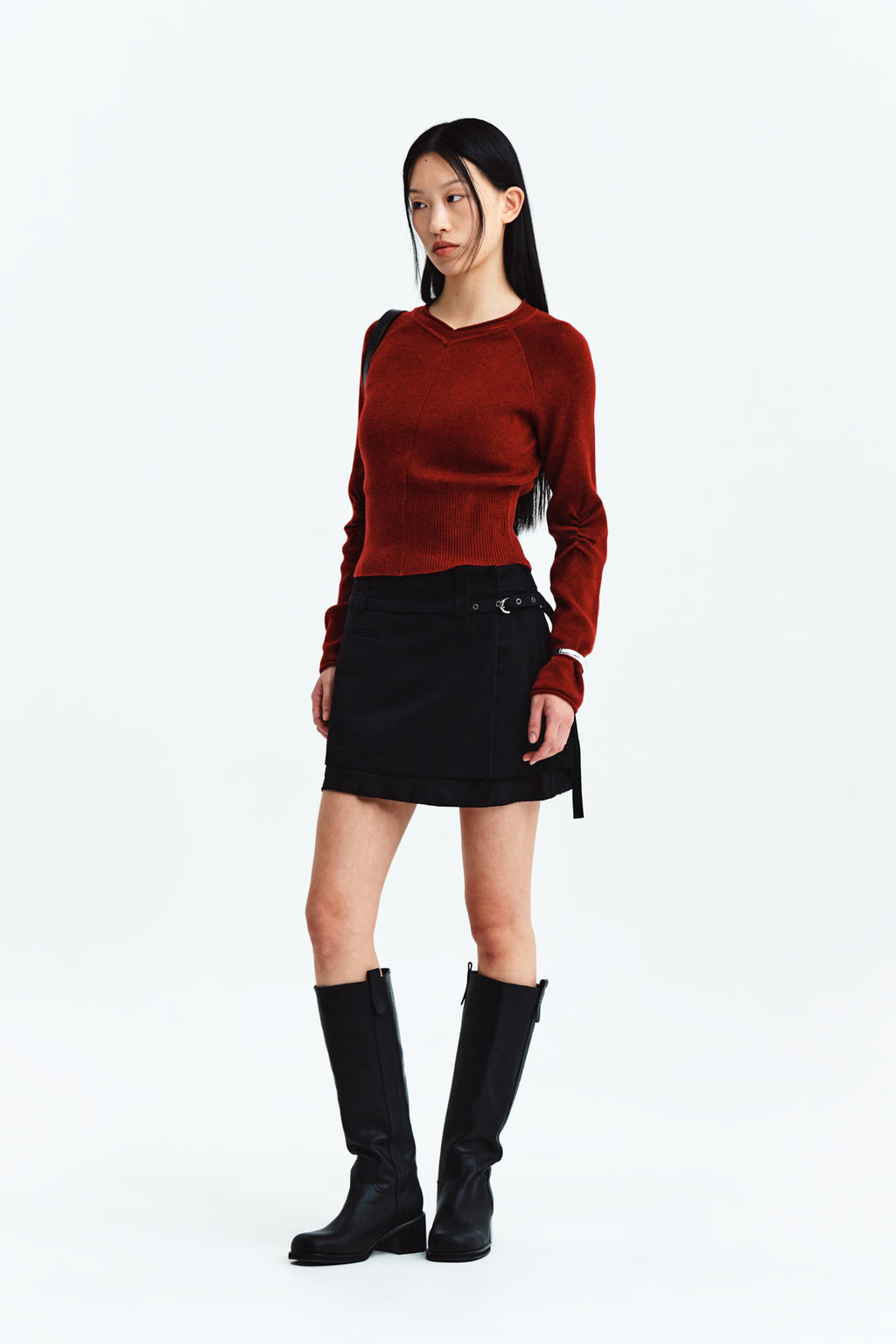 Matin Kim - Layered Belted Mini Skirt (Black) product image 9 | TRAB K-Fashion Australia