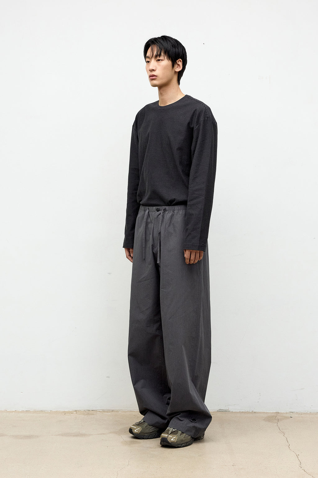 Coor - Cotton Pin Stripe Long Sleeve T-Shirt (Charcoal) product image 3 | TRAB K-Fashion Australia