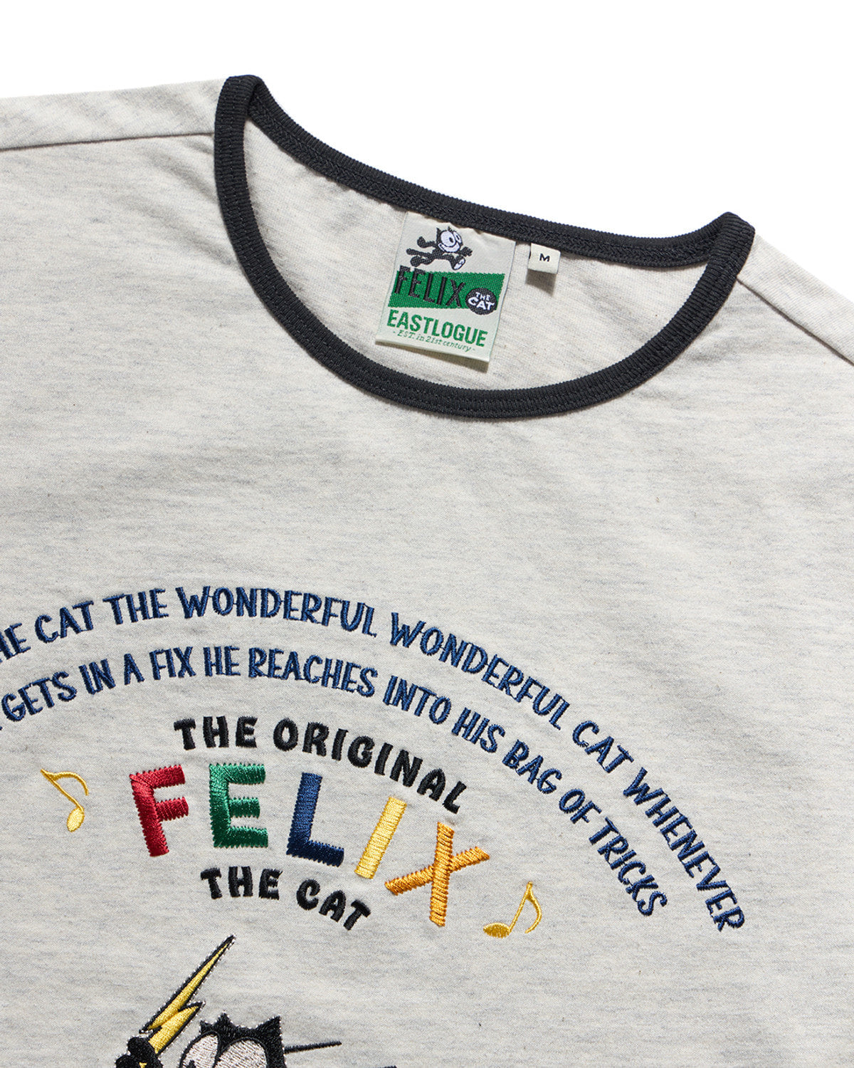 Eastlogue - Felix Souvenir Embroidered Ringer T-shirts (Oatmeal & Black) product image 3 | TRAB K-Fashion Australia