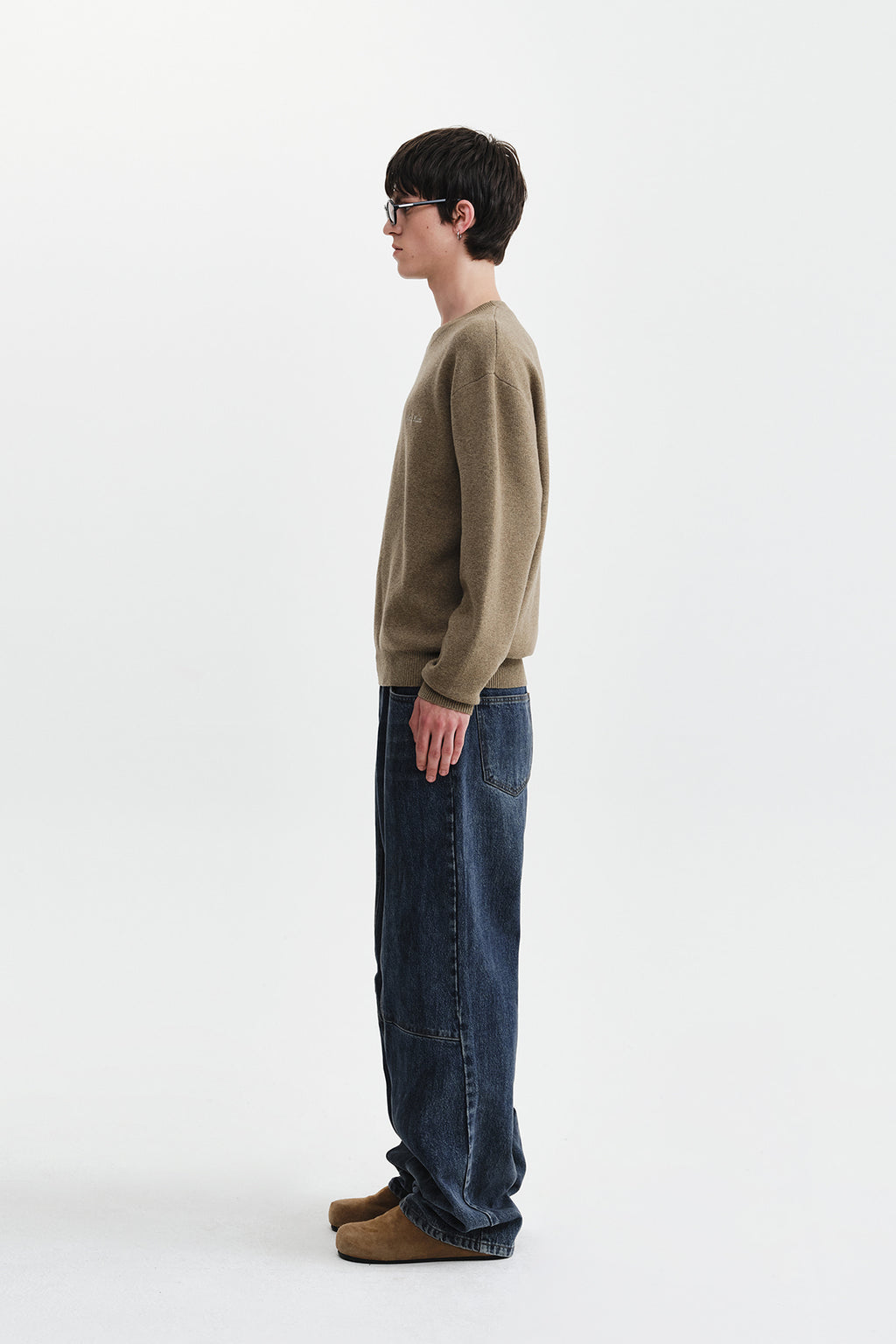 Matin Kim - Calligraphy Back Logo Knit Pullover (Khaki) product image 8 | TRAB K-Fashion Australia