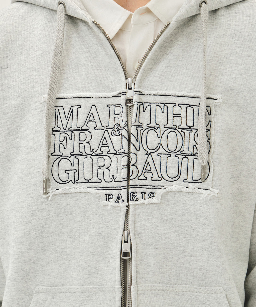 Marithe & Francois Girbaud - Classic Logo Applique Hoodie Zipup (Light Heather Gray) product image 4 | TRAB K-Fashion Australia
