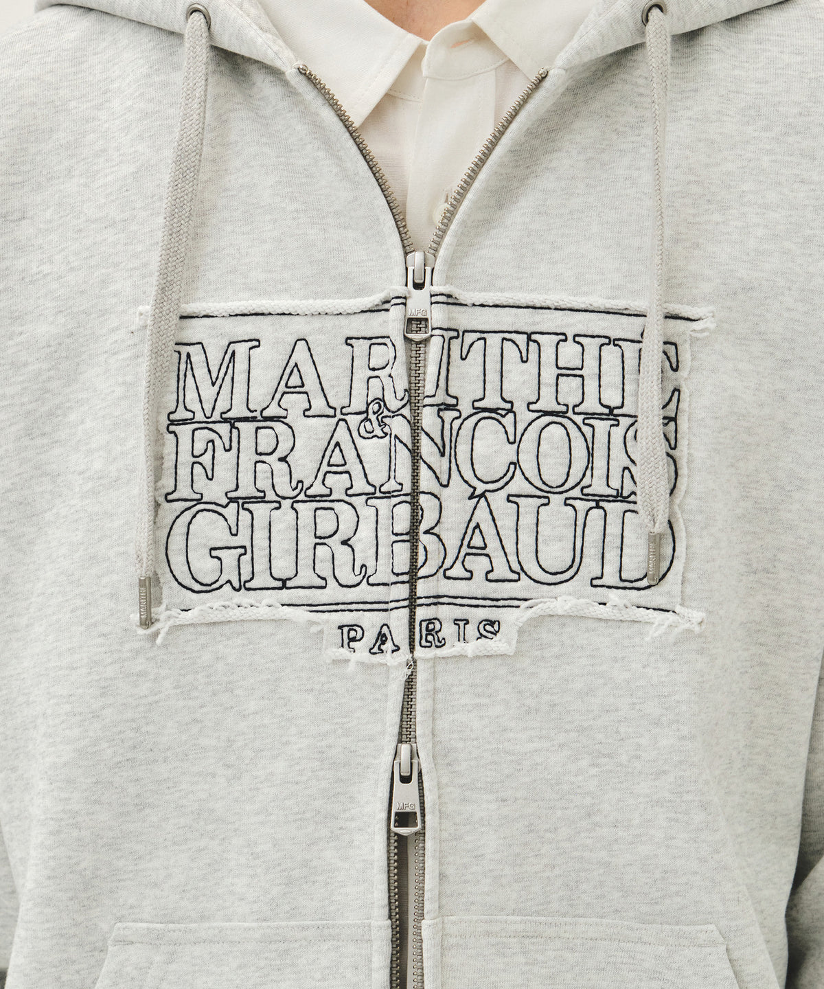 Marithe & Francois Girbaud - Classic Logo Applique Hoodie Zipup (Light Heather Gray) product image 4 | TRAB K-Fashion Australia
