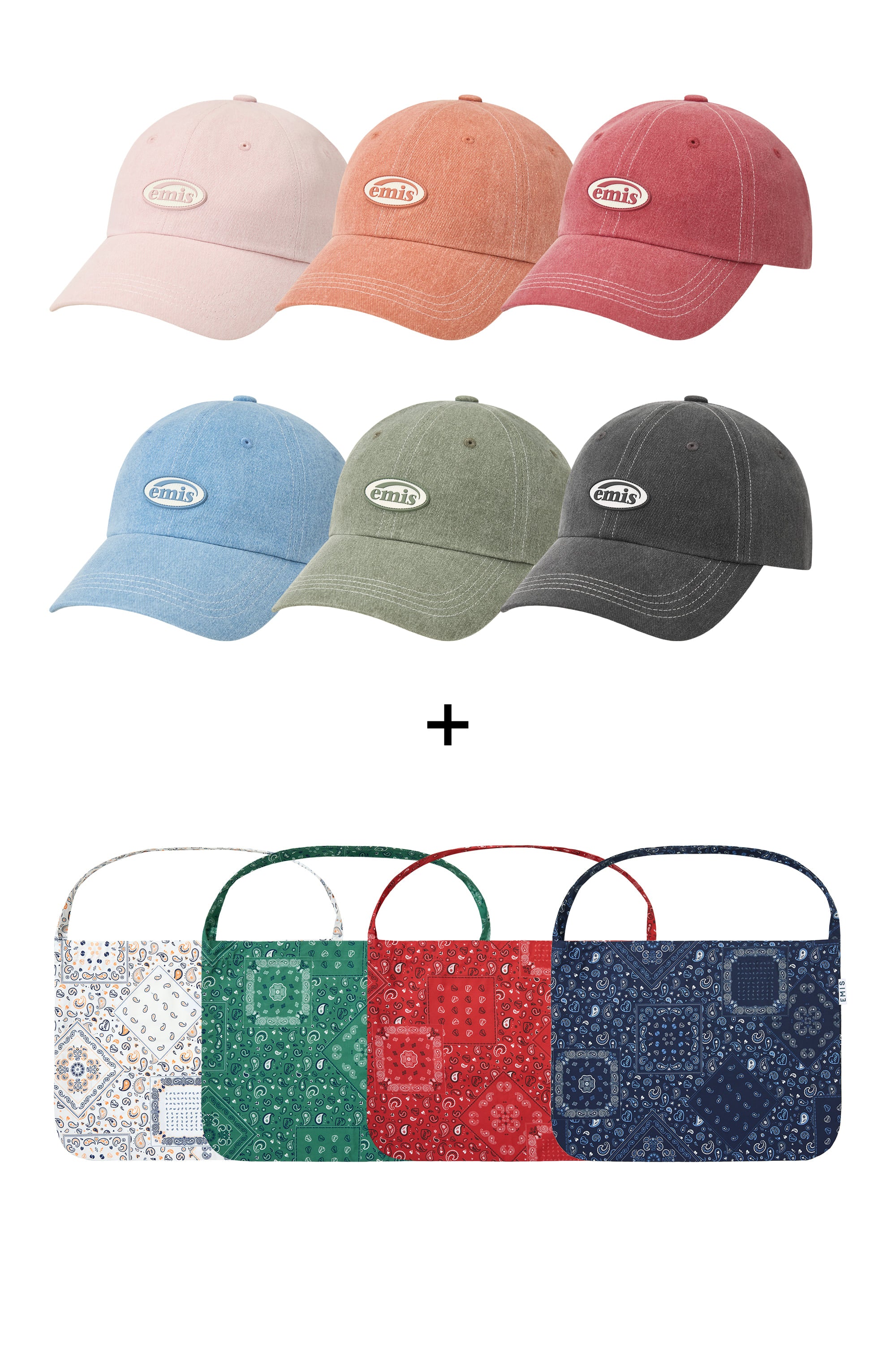 Emis - [Set Sale] Mini Rubber Ball Cap & Logo Paisley Eco Bag product image 1 | TRAB K-Fashion Australia