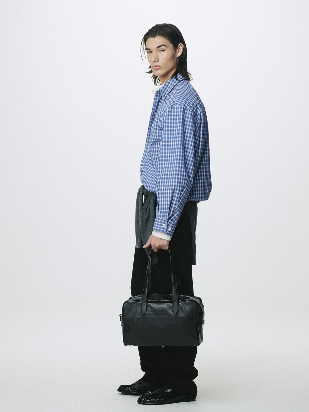 Tonywack - Checked Cotton Button-Down Blouson (Blue) product image 2 | TRAB K-Fashion Australia